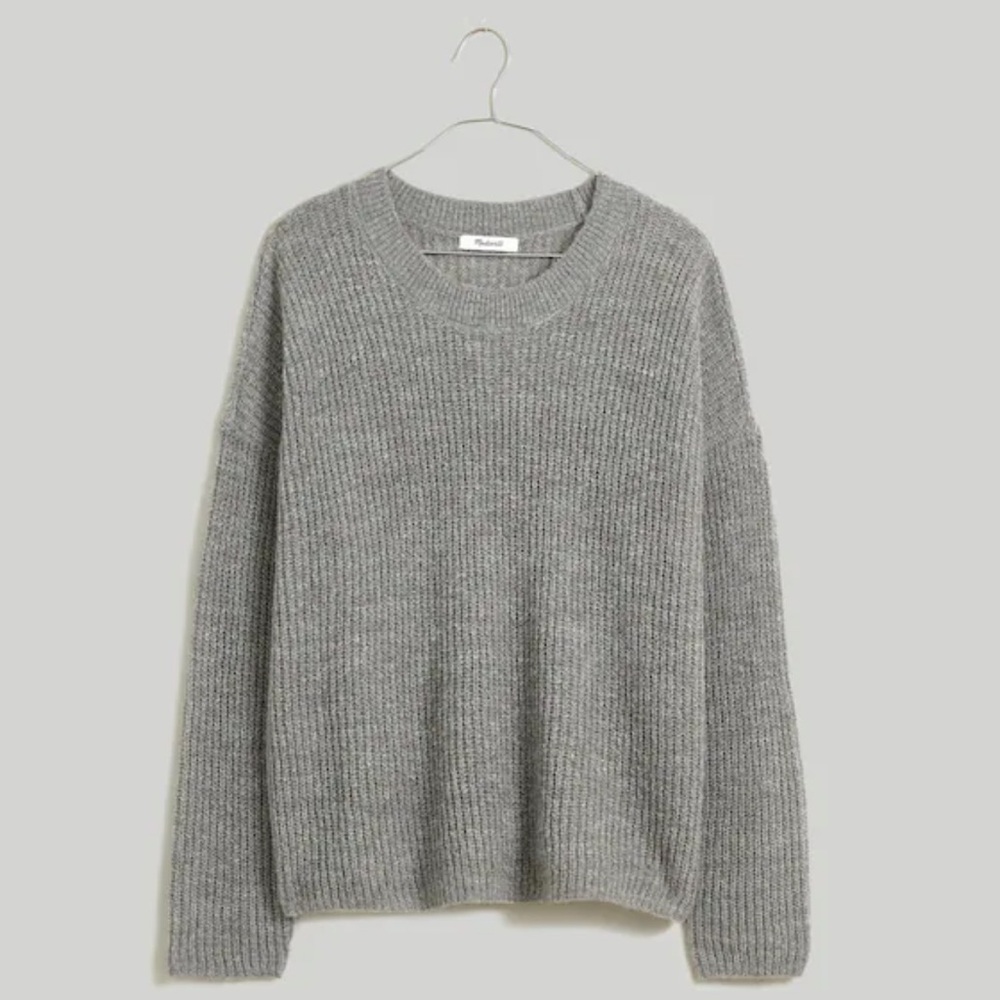 Madewell Ribbed Crewneck Sweater, Heather pewter
